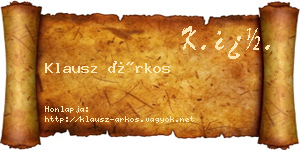 Klausz Árkos névjegykártya